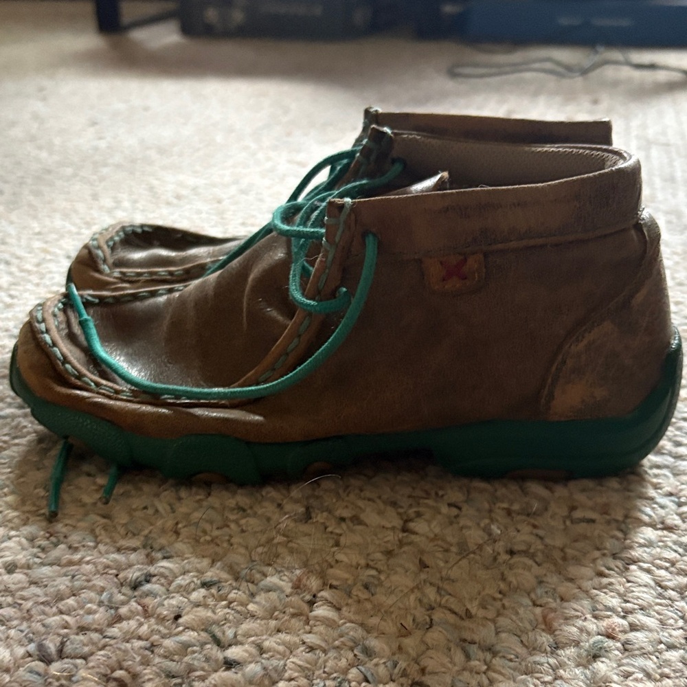 Twisted X Kids Moccasins Brown and Green